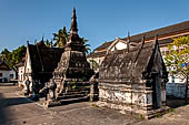 Luang Prabang, Laos - Wat Mai, That and other chapels inside the temple precinct. 